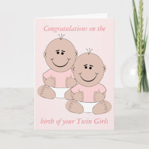New Born Baby Twin Girls Card