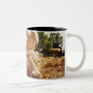 New born calf and mum Two-Tone coffee mug