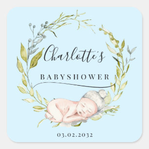 New Born-Eucalyptus-Wreath Square Sticker