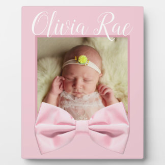New Born Pink Bow Baby Picture plaque