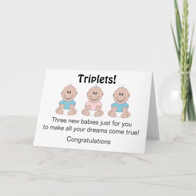New Born Triplets Customised Card (Front)