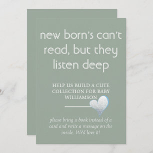 new born's can't read, but they listen baby shower invitation