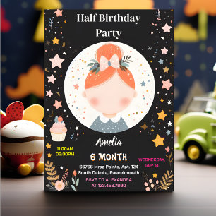New Boy Girl 6 Month Half Year Party Half Birthday Invitation