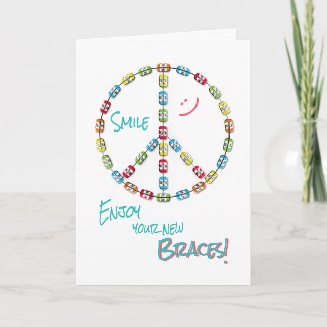 New Braces Congratulations Peace Sign on White Card (Front)