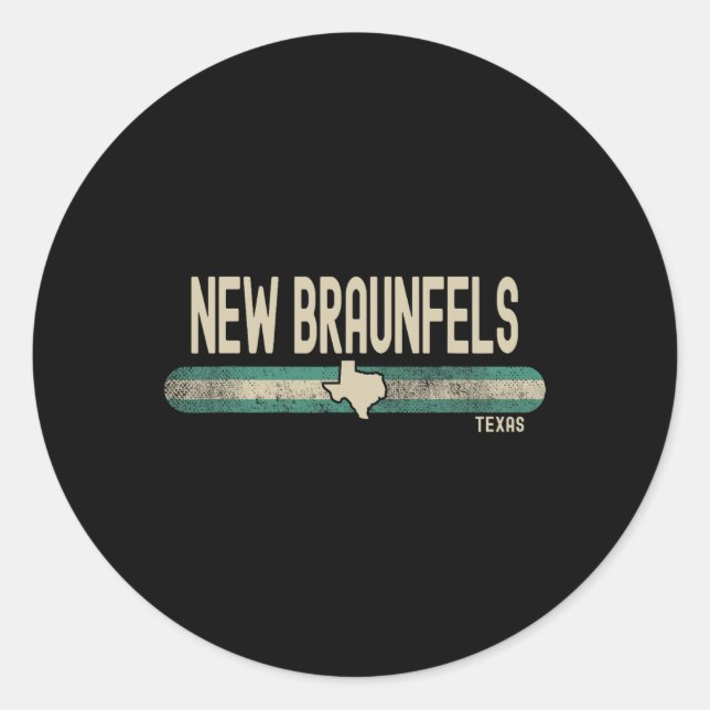 New Braunfels Tx Texas Travel &amp; 80s Style  Classic Round Sticker (Front)