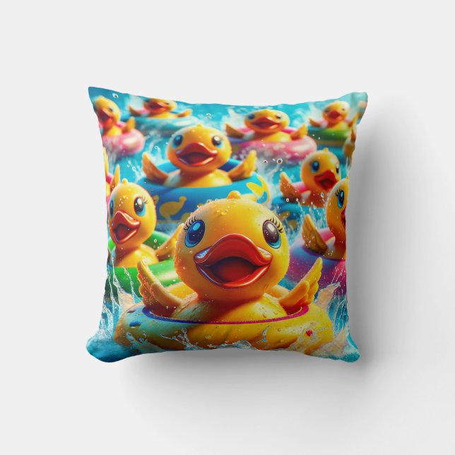 "New Braunfels Tx: Tubing Duckies on the Comal" Cushion (Front)