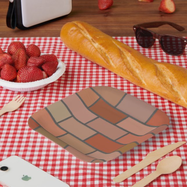 New Brick Wall Design Pattern  Paper Plate (Picnic)