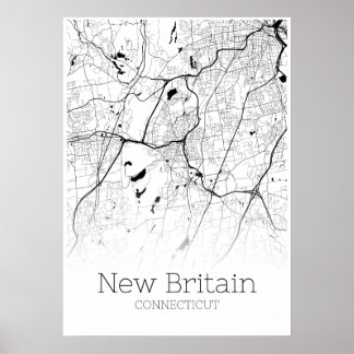 New Britain Map - Connecticut - City Map Poster