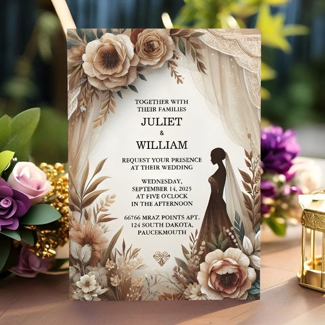 New Brown Fall Wood Paperie Recycled Paper Wedding Invitation (Creator Uploaded)