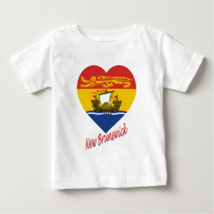 New Brunswick Flag Heart with Name Baby T-Shirt