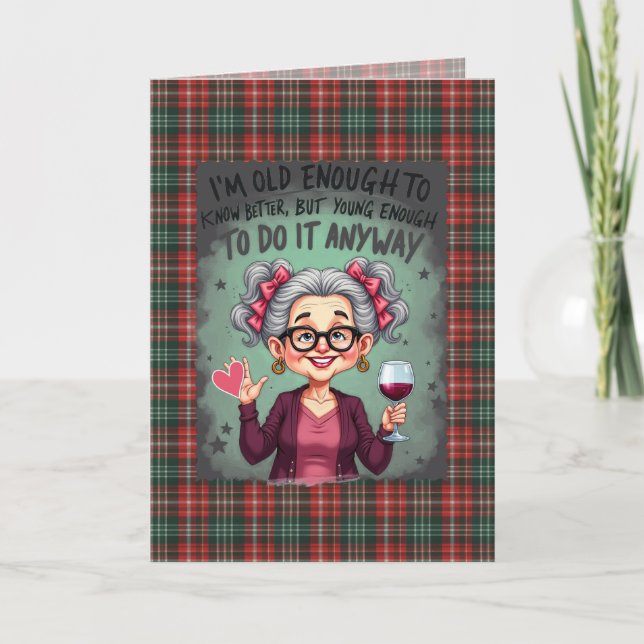 New Brunswick Provincial Tartan Humorous Birthday Card (Front)