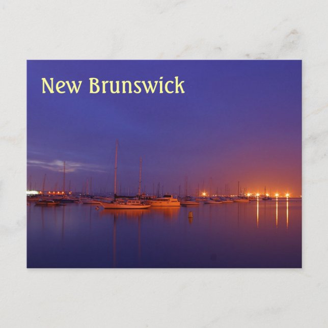 New Brunswick sailboats in marina at dusk postcard (Front)