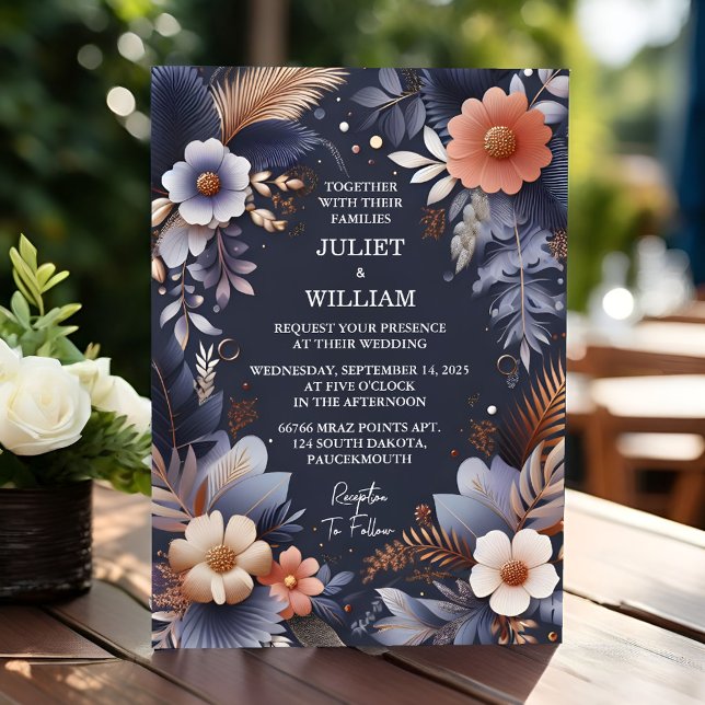 New Budget Cheap Outdoor Stylish Navy Blue Wedding Invitation (Creator Uploaded)