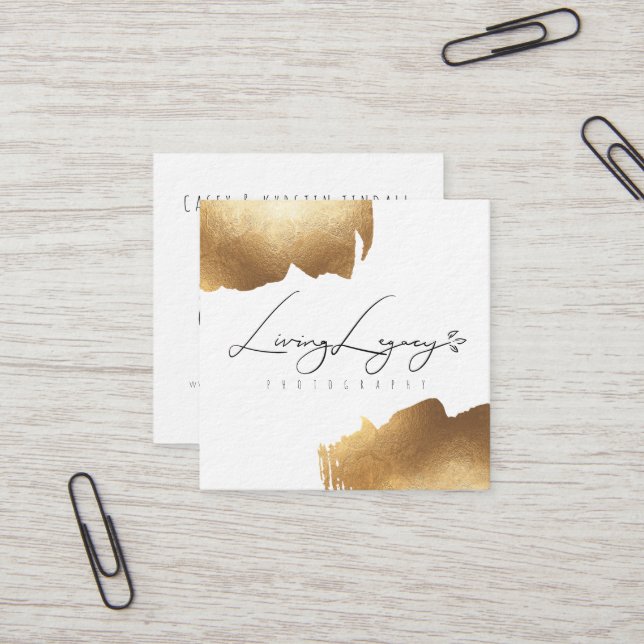 NEW BUSINESS CARD | Gold Brush Minimalist (Front/Back In Situ)