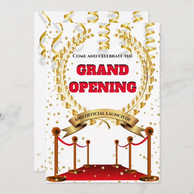 New business grand opening red carpet guests VIP Invitation (Front/Back)