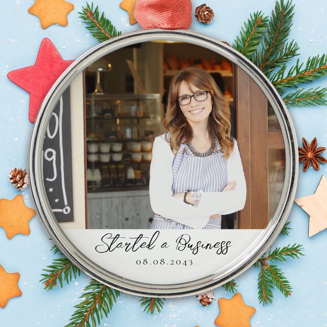 New Business Milestone Photo Keepsake Metal Ornament (Creator Uploaded)