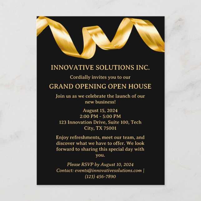 New Business Open House Invitation Postcard (Front)