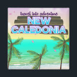 New Caledon "travel into adventure" travel poster. Magnet<br><div class="desc">New Caledonia fun tropical island cartoon travel poster print.</div>
