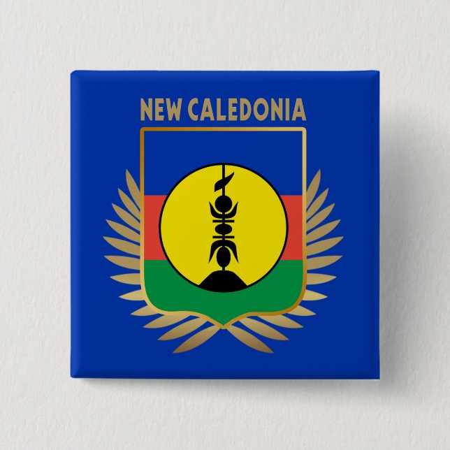 New Caledonia Flag Shield 15 Cm Square Badge (Front)