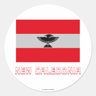 New Caledonia Flag with Name Classic Round Sticker