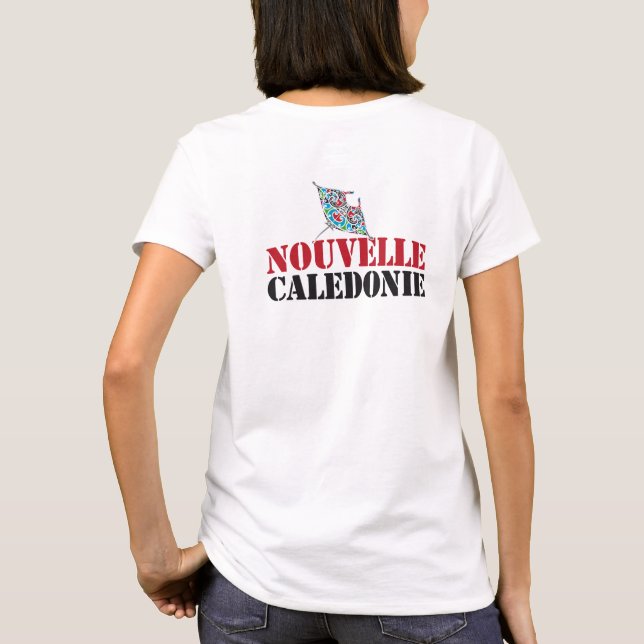 New Caledonia, manta ray, oceanic tribal T-Shirt (Back)