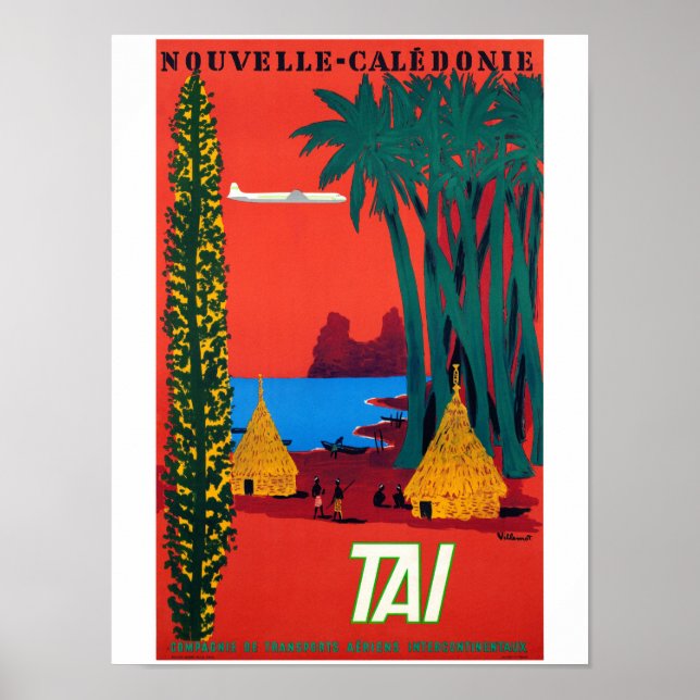 New Caledonia Vintage Travel Poster Restored (Front)