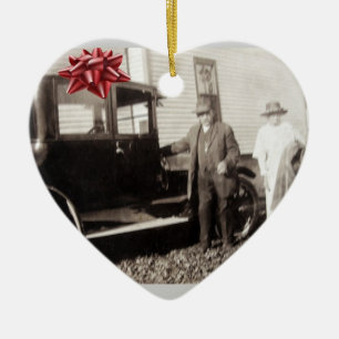 New car for Christmas! Funny old photo late 1920s Ceramic Ornament