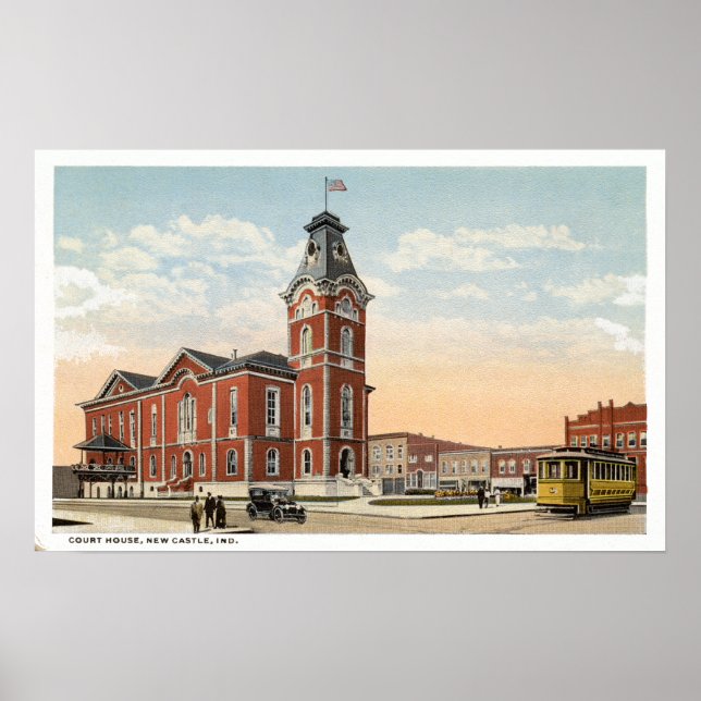 New Castle, Indiana Court House Trolley Poster (Front)