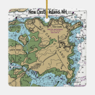 New Castle Island NH Chart Ceramic Ornament