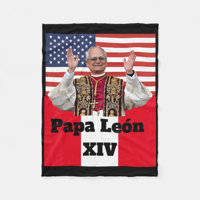 New Catholic Pe Leo Xiv Papa León Peru U.s.a. Conn Fleece Blanket (Front)
