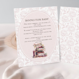 New chapter baby shower bring a book blush peony enclosure card