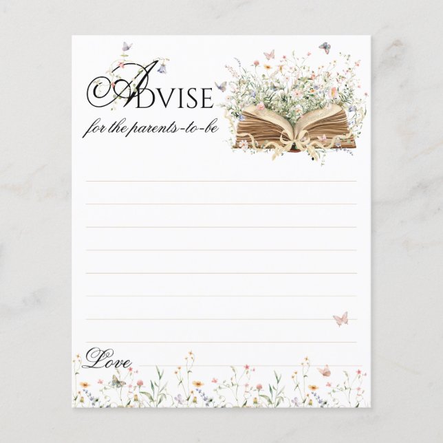 New Chapter Begin Baby Shower Advice Game (Front)