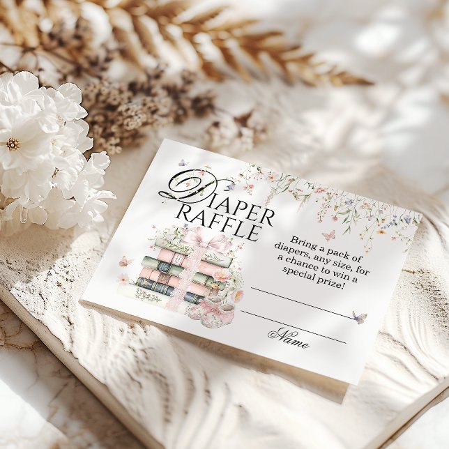 New Chapter Begin Book flower Baby Shower Diaper Enclosure Card (Creator Uploaded)