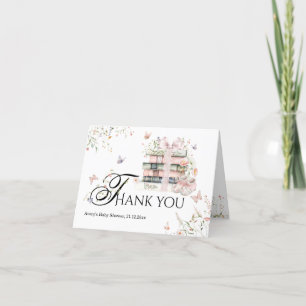 New Chapter Begin Book Wildflower Baby Girl Shower Thank You Card