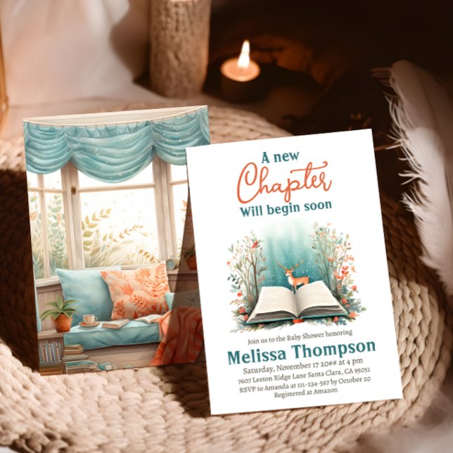 New Chapter Begin Deer Book Baby Shower Invitation (Creator Uploaded)