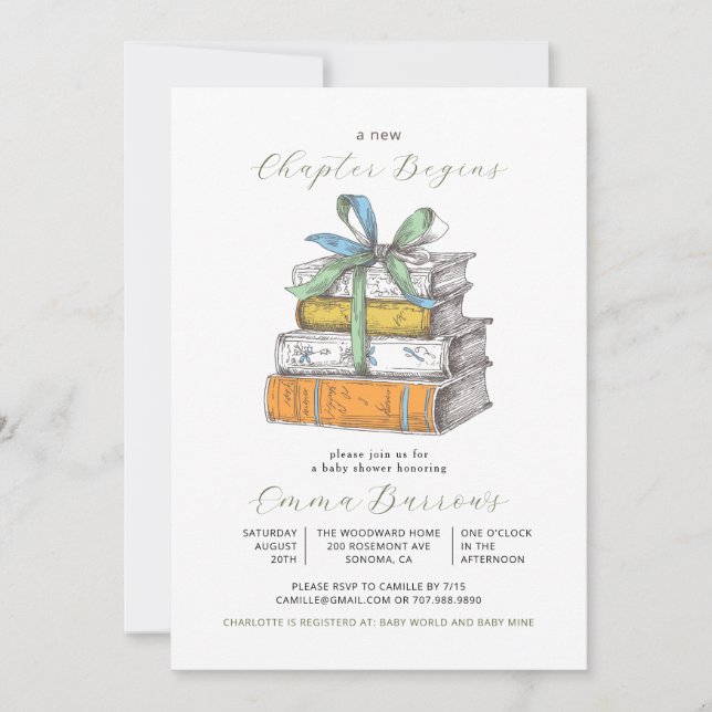 New Chapter Begins Baby Shower Invitation (Front)