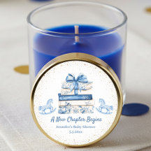 new chapter begins,blue bow books baby shower chic