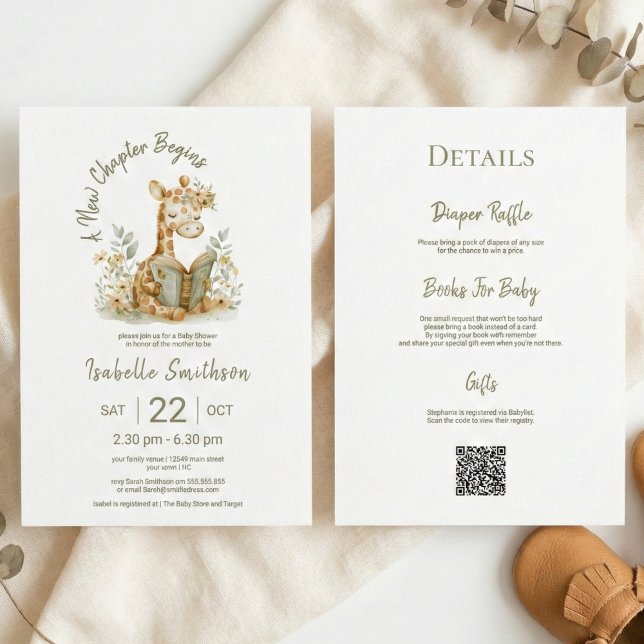 New Chapter Begins Book Baby Shower QR Code Invitation (Creator Uploaded)