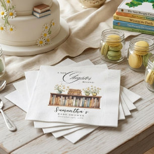 New Chapter Begins Book Baby Shower welcome sign Napkin