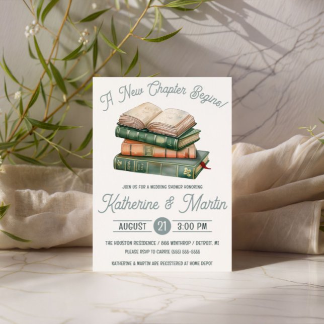 New Chapter Begins, Book Themed Bridal Shower Invitation (Creator Uploaded)