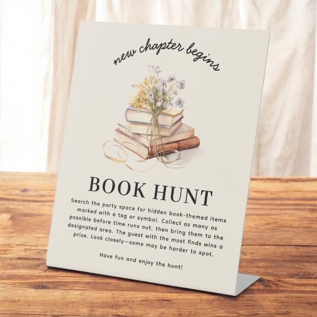 New Chapter Begins Bridal Shower Book Hunt Pedestal Sign (Creator Uploaded)