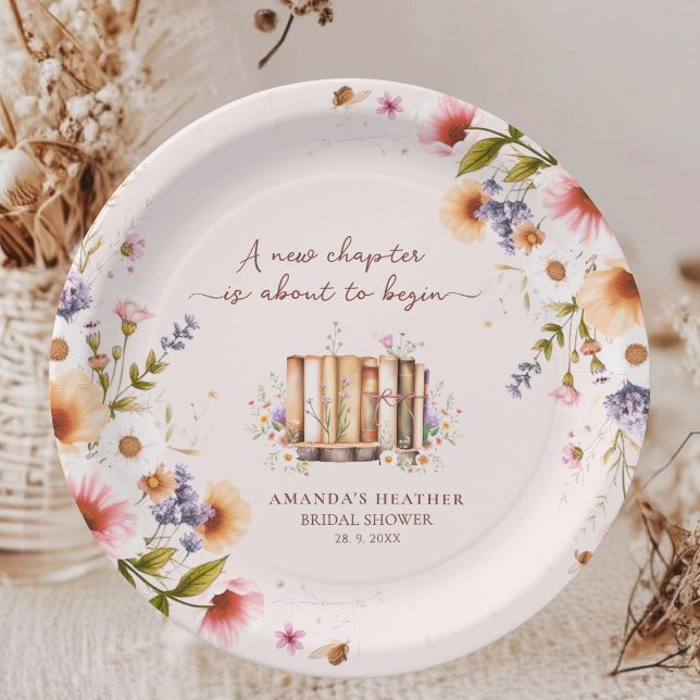 New Chapter Begins Bridal Shower Party  Paper Plate (Creator Uploaded)