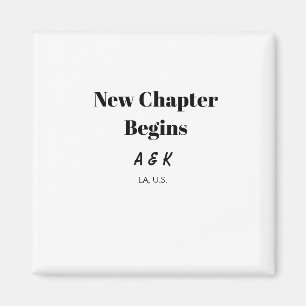 NEW CHAPTER BEGINS couple name wedding PLACE SIMPL Magnet