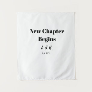 NEW CHAPTER BEGINS couple name wedding PLACE SIMPL Tapestry