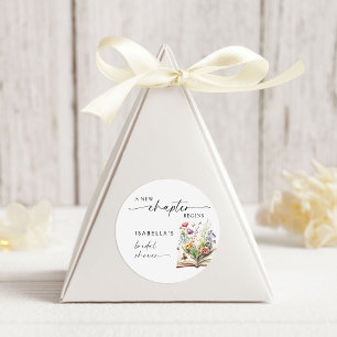 New Chapter Begins Floral Book Bridal Shower Classic Round Sticker