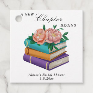 New Chapter Begins Floral Bridal Shower Favour Tags
