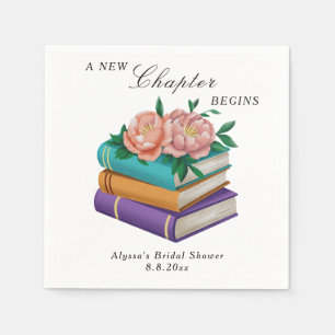 New Chapter Begins Floral Bridal Shower Napkin