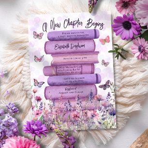 New Chapter Begins Flowers Butterflies Baby Shower Invitation