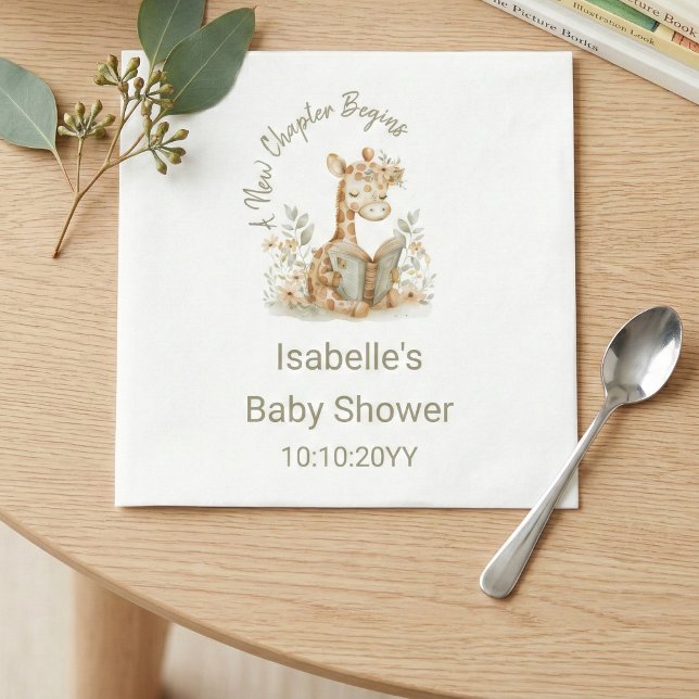 New Chapter Begins Giraffe Storybook Baby Shower  Napkin (Creator Uploaded)
