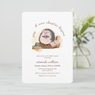 New Chapter Begins Jungle Hedgehog Baby Shower Invitation